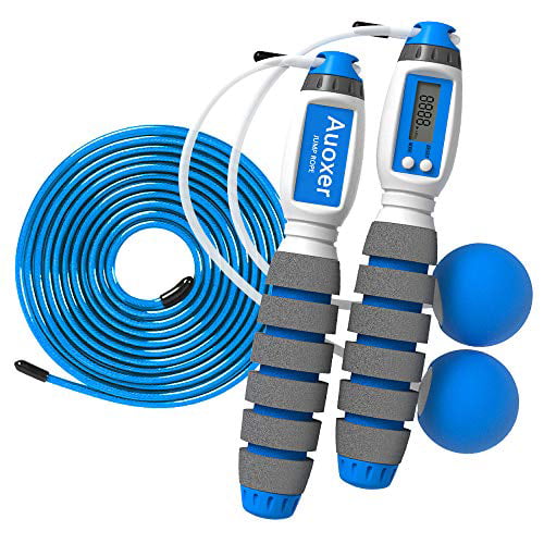 Miles Count Function Electronic Counting Skipping Rope Adjustable Transparent Steel Rope Auoxer Jump Rope Km Cals Cordless Long Rope Dual-use Models 